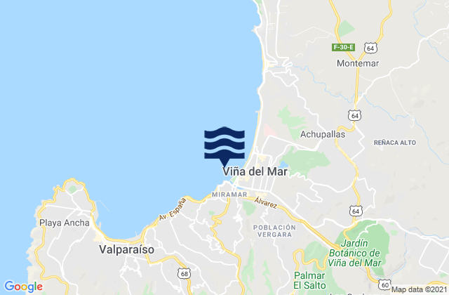 Carte des horaires des marées pour Viña del Mar, Chile
