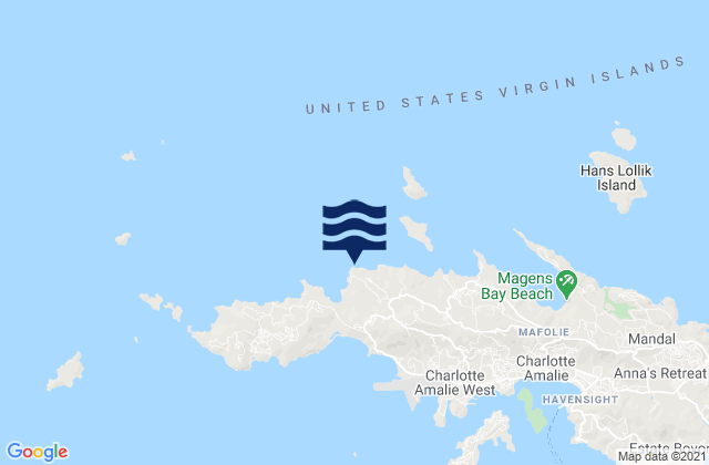 Carte des horaires des marées pour Vluck Point, U.S. Virgin Islands