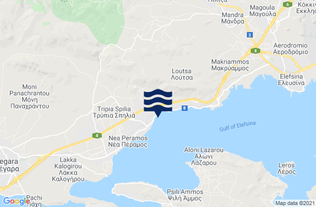 Carte des horaires des marées pour Vlycháda, Greece