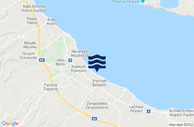 Carte des horaires des marées pour Vokhaïkó, Greece
