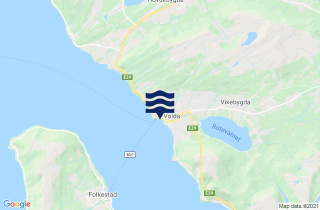 Carte des horaires des marées pour Volda, Norway