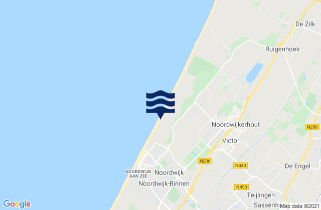 Carte des horaires des marées pour Voorhout, Netherlands