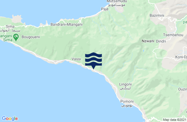 Carte des horaires des marées pour Vouani, Comoros