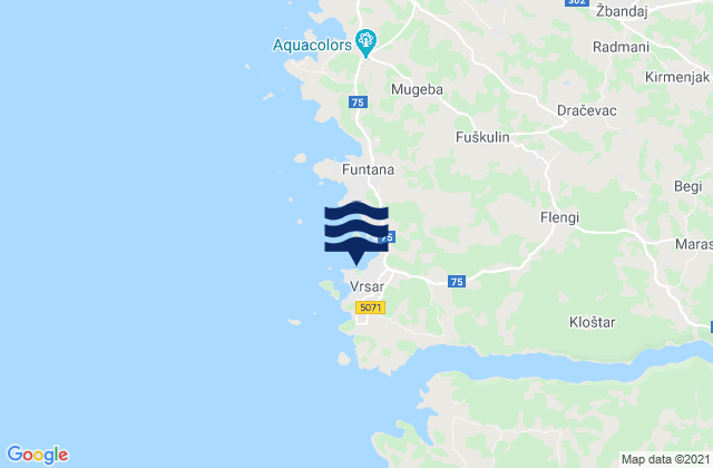 Carte des horaires des marées pour Vrsar-Orsera, Croatia