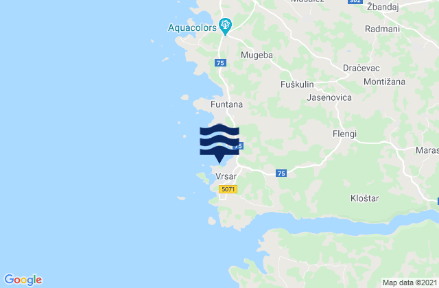 Carte des horaires des marées pour Vrsar, Croatia