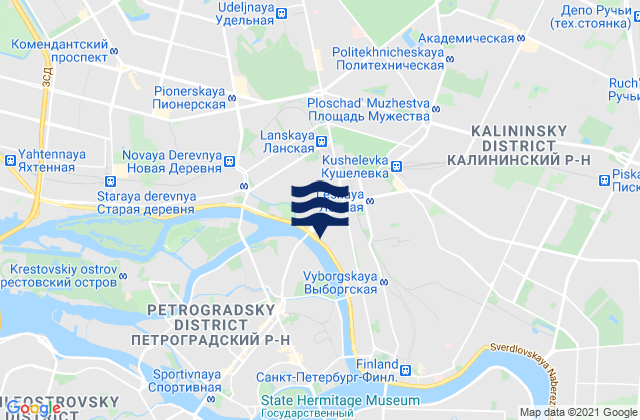 Carte des horaires des marées pour Vyborgskiy Rayon, Russia
