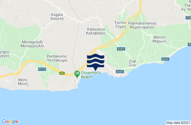 Carte des horaires des marées pour Vávla, Cyprus