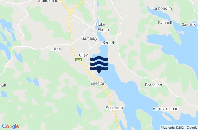 Carte des horaires des marées pour Västerviks Kommun, Sweden