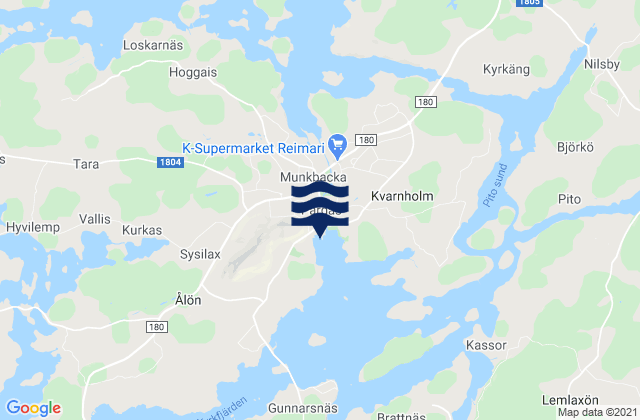 Carte des horaires des marées pour Väståboland, Finland