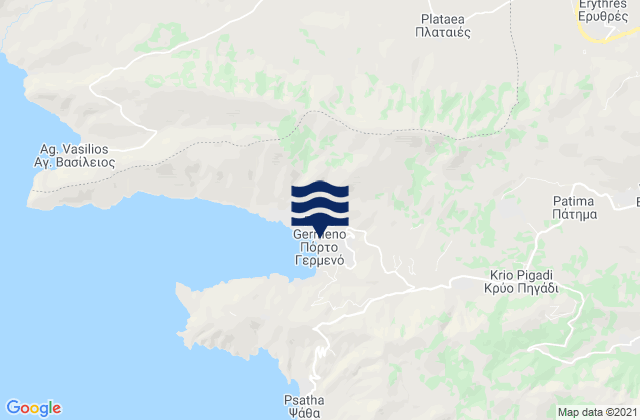 Carte des horaires des marées pour Vília, Greece