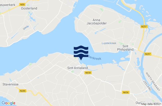 Carte des horaires des marées pour W.s.v. St. Annaland, Netherlands