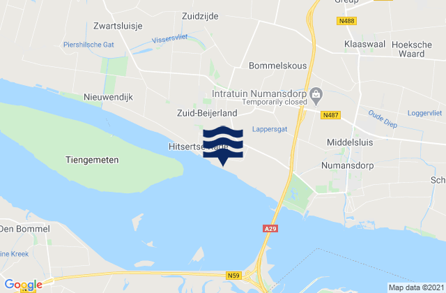 Carte des horaires des marées pour Waalhaven, Netherlands