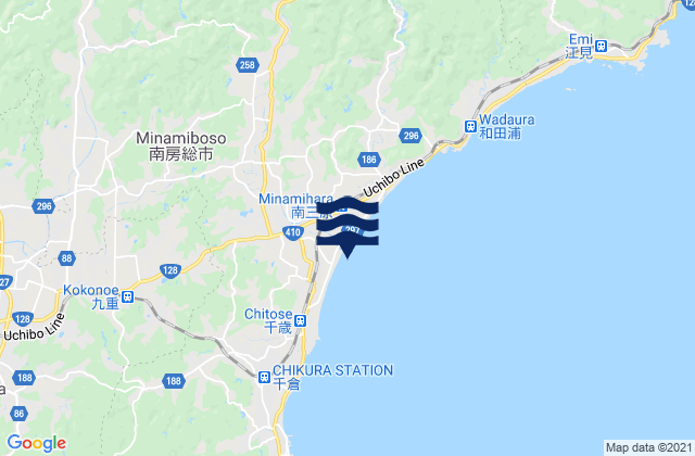 Carte des horaires des marées pour Wada Rivermouth, Japan