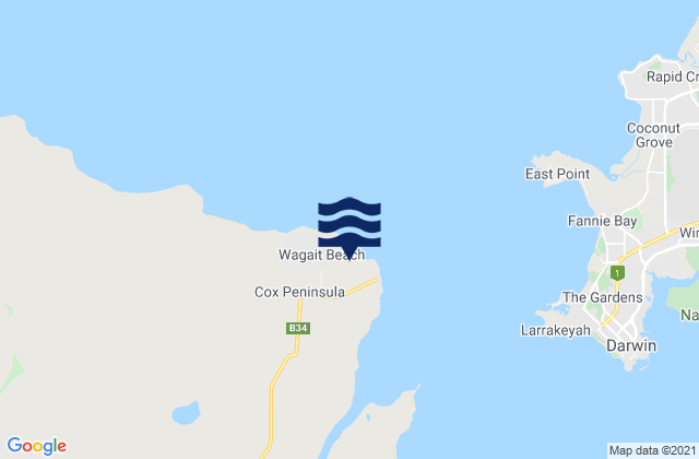 Carte des horaires des marées pour Wagait, Australia