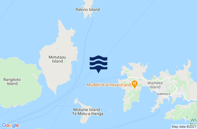 Carte des horaires des marées pour Waiheke Island, New Zealand