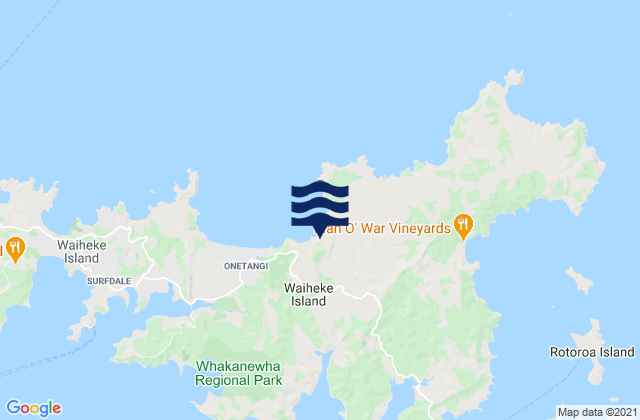 Carte des horaires des marées pour Waiheke Island Little Oneroa Beach Auckland, New Zealand