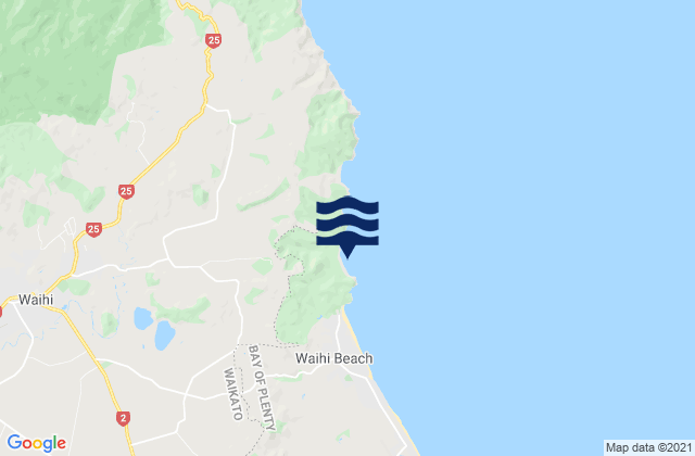 Carte des horaires des marées pour Waihi, New Zealand