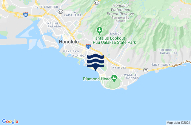 Carte des horaires des marées pour Waikīkī Bay, United States
