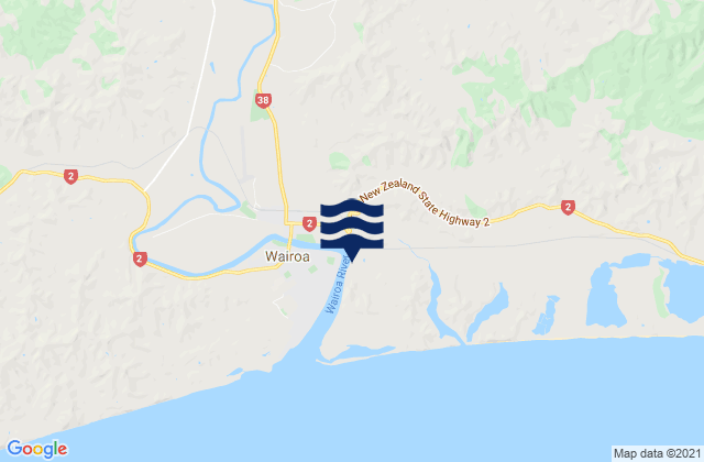 Carte des horaires des marées pour Wairoa District, New Zealand