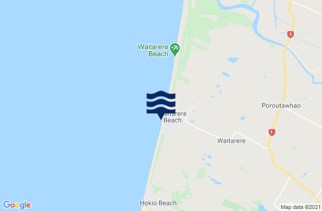 Carte des horaires des marées pour Waitarere Beach, New Zealand