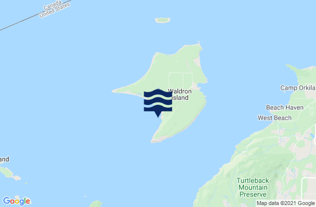 Carte des horaires des marées pour Waldron Island Puget Sound, United States