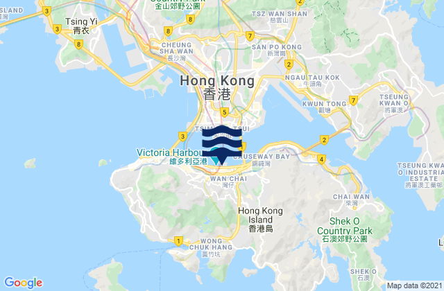 Carte des horaires des marées pour Wan Chai, Hong Kong