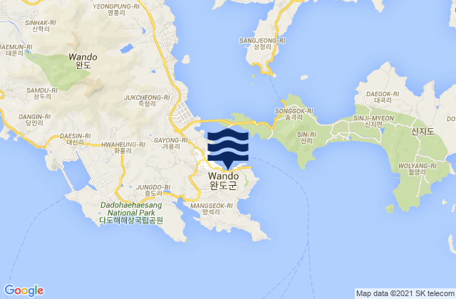 Carte des horaires des marées pour Wan Do, South Korea