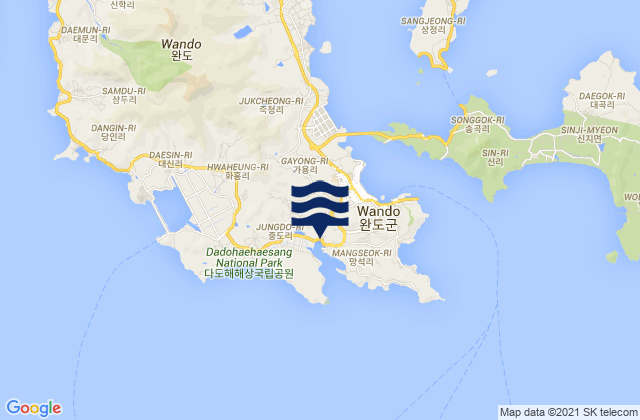 Carte des horaires des marées pour Wando-gun, South Korea