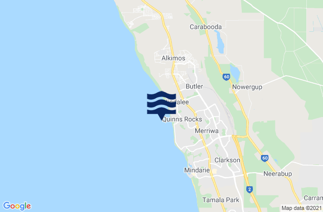 Carte des horaires des marées pour Wanneroo, Australia