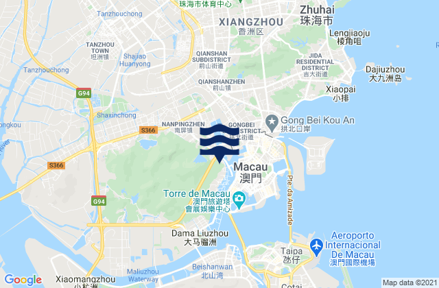 Carte des horaires des marées pour Wanzai, China