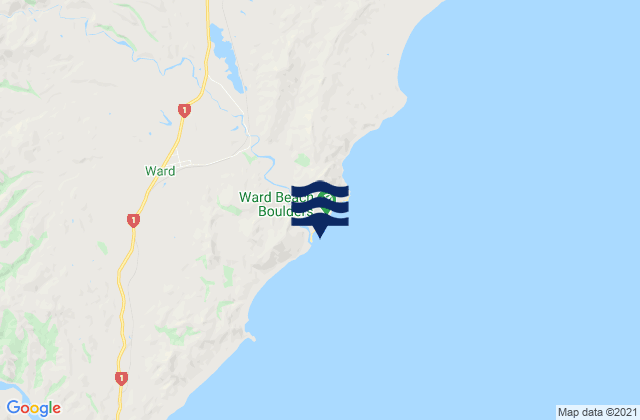 Carte des horaires des marées pour Ward Beach, New Zealand