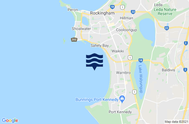 Carte des horaires des marées pour Warnbro Sound, Australia