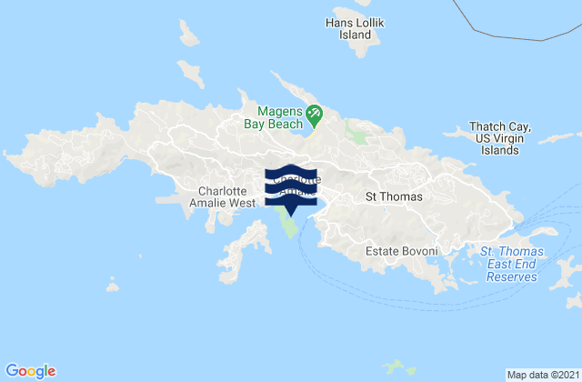 Carte des horaires des marées pour Water Island, U.S. Virgin Islands