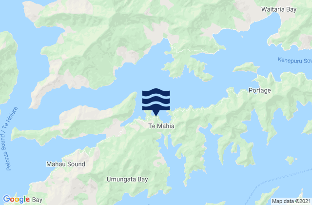 Carte des horaires des marées pour Waterfall Bay, New Zealand
