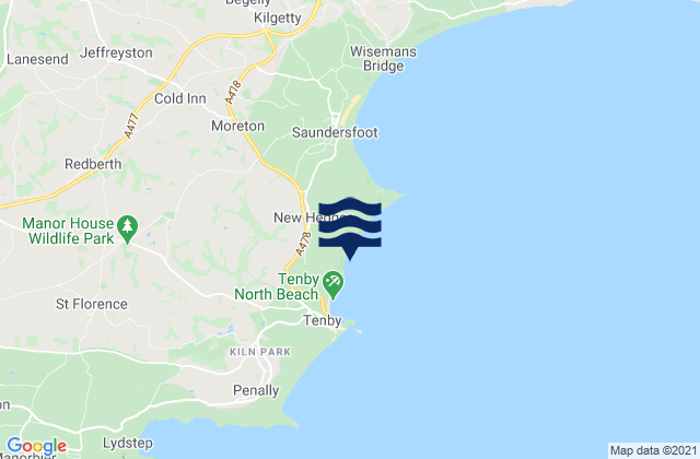 Carte des horaires des marées pour Waterwynch Bay Beach, United Kingdom