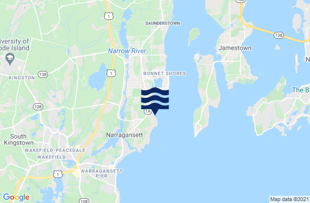 Carte des horaires des marées pour Watson Pier (Boston Neck), United States