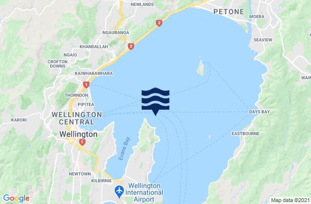 Carte des horaires des marées pour Wellington Harbour, New Zealand