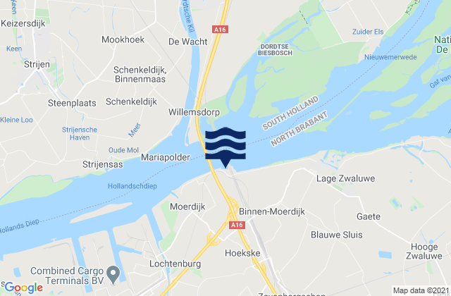 Carte des horaires des marées pour Werkendam, Netherlands