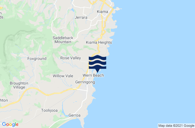 Carte des horaires des marées pour Werri Point, Australia