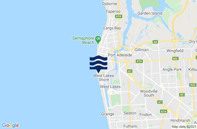 Carte des horaires des marées pour West Lakes Shore, Australia
