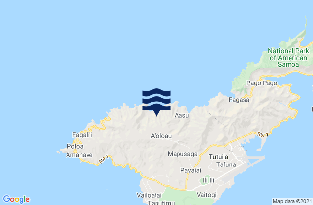 Carte des horaires des marées pour Western District, American Samoa