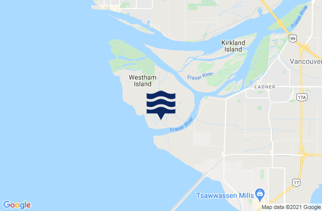 Carte des horaires des marées pour Westham Island, Canada