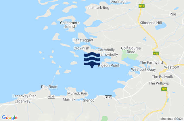 Carte des horaires des marées pour Westport Bay, Ireland