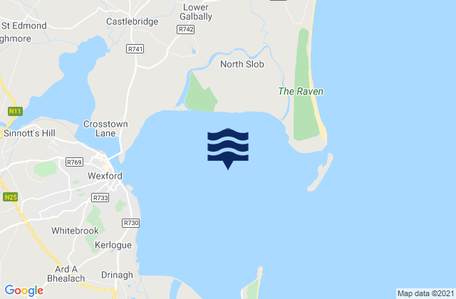 Carte des horaires des marées pour Wexford Harbour, Ireland