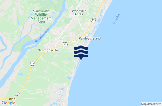 Carte des horaires des marées pour Weymouth Plantation, United States