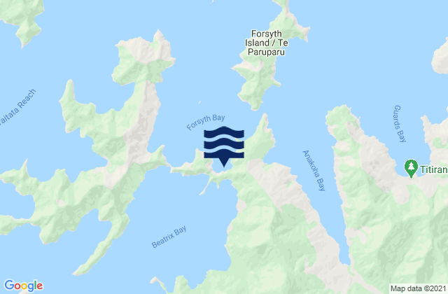 Carte des horaires des marées pour Whakatahuri, New Zealand
