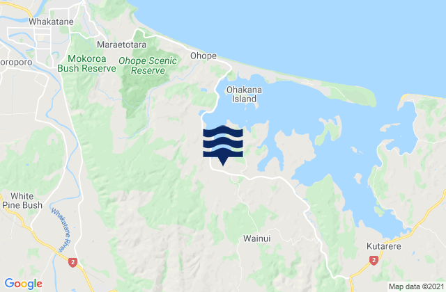 Carte des horaires des marées pour Whakatane District, New Zealand