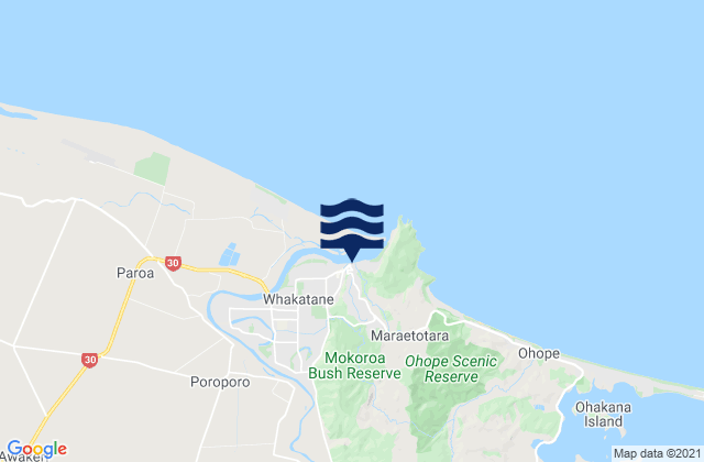 Carte des horaires des marées pour Whakatane, New Zealand