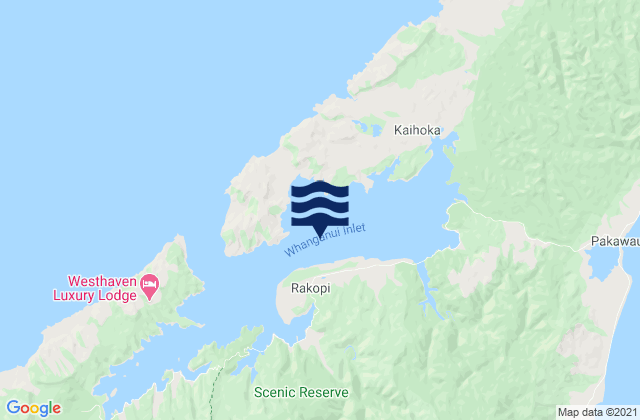 Carte des horaires des marées pour Whanganui Inlet, New Zealand