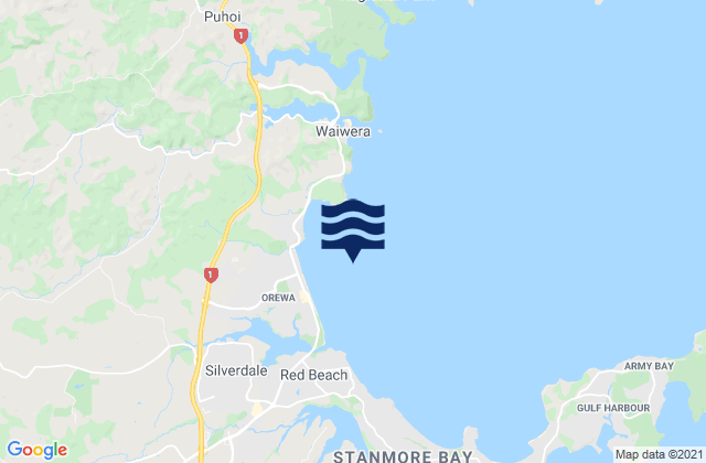 Carte des horaires des marées pour Whangaparaoa Bay, New Zealand